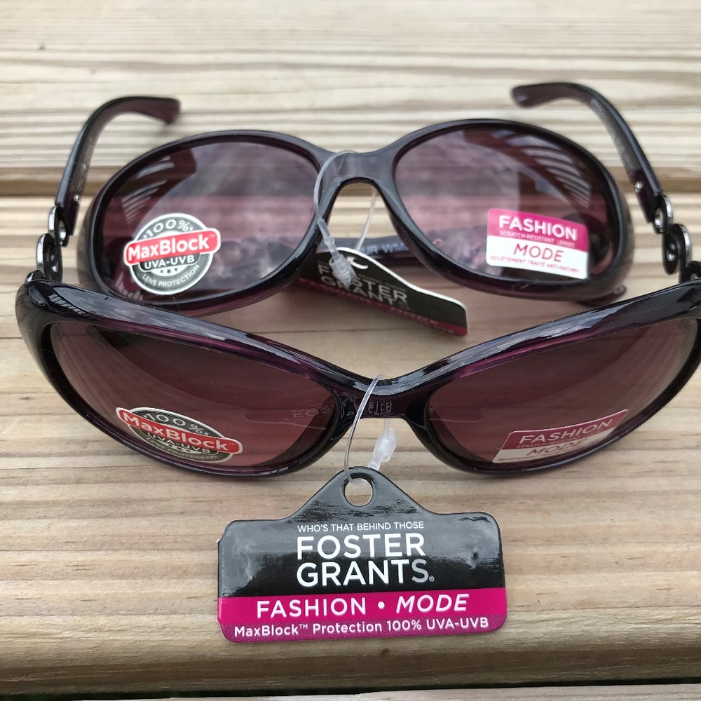 Lot of 2 Sunglasses Foster Grant Women Purple Eye - Picture 3 of 8